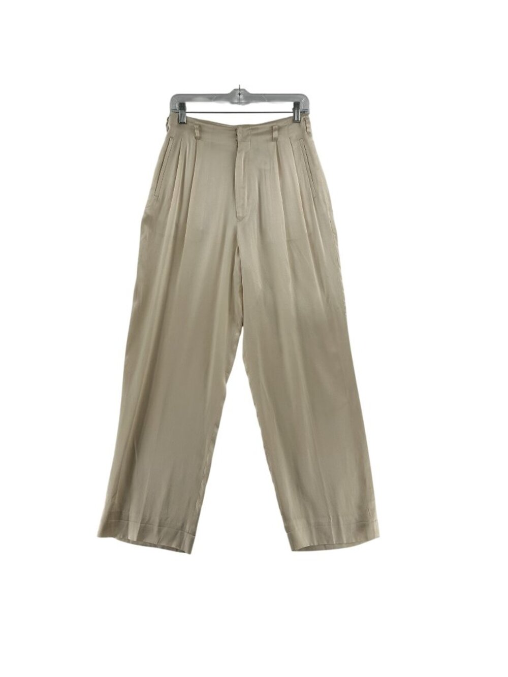 VTG Ralph Lauren Wide Leg Pleated Dress Pants 100% Silk Women’s Size 10 Cream